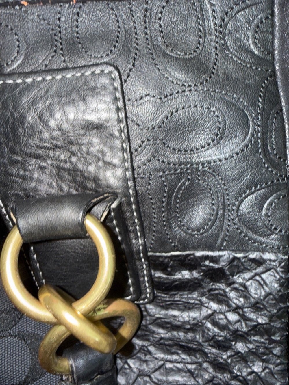 Coach vintage Black Patchwork Tote with Gold-Tone Hardware - Picture 14 of 15